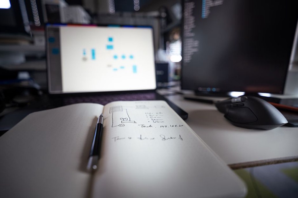 scribbled list of equipment requirements on a notepad