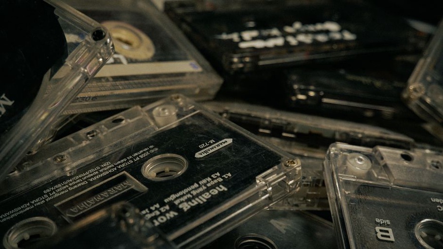 A collection of Japanese noise cassettes with cryptic labels