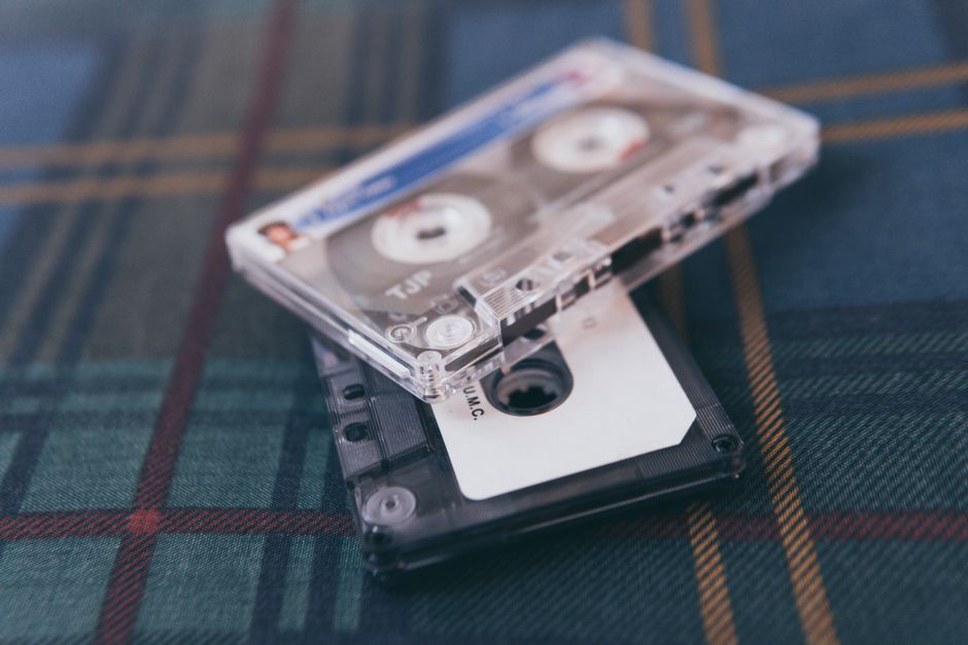 Tape moving through a cassette deck