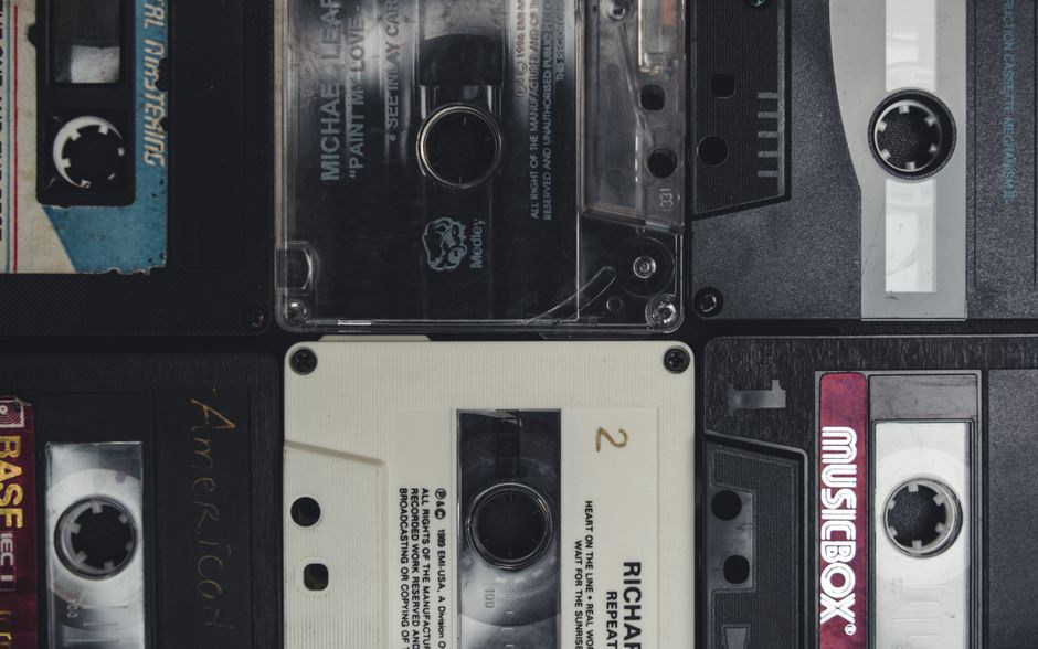 a collection of Japanese cassette tapes