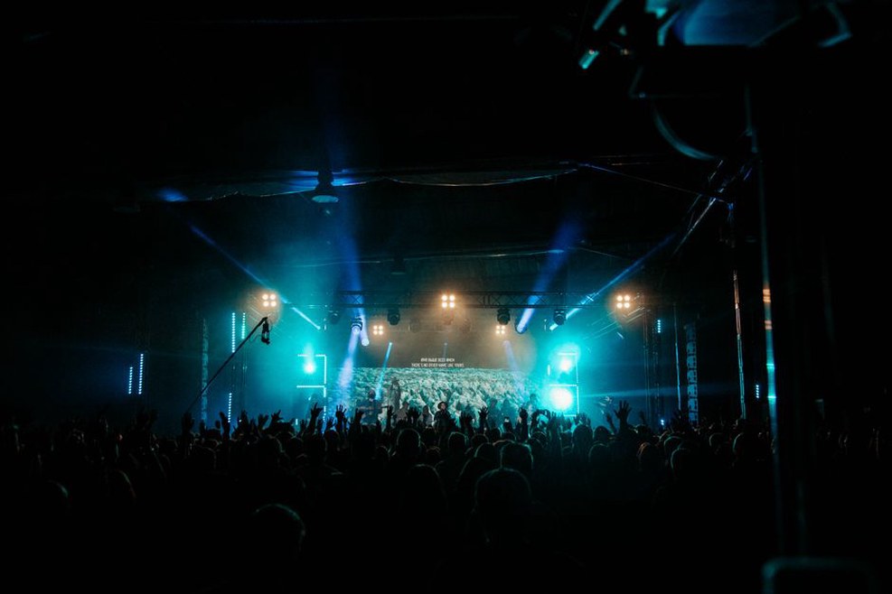 Audience immersed in a noise festival performance