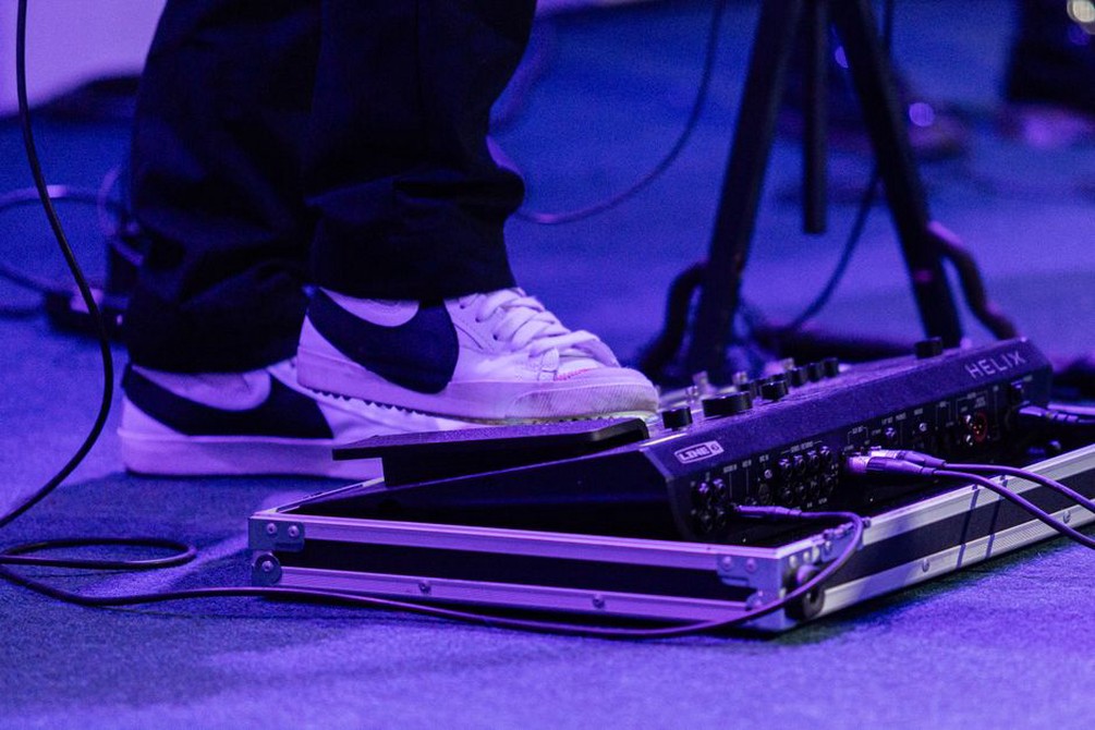 A mixer and cables awaiting the next performance