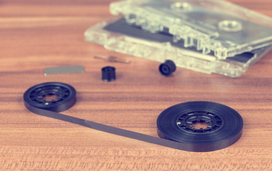 A handmade loop beside a portable cassette recorder