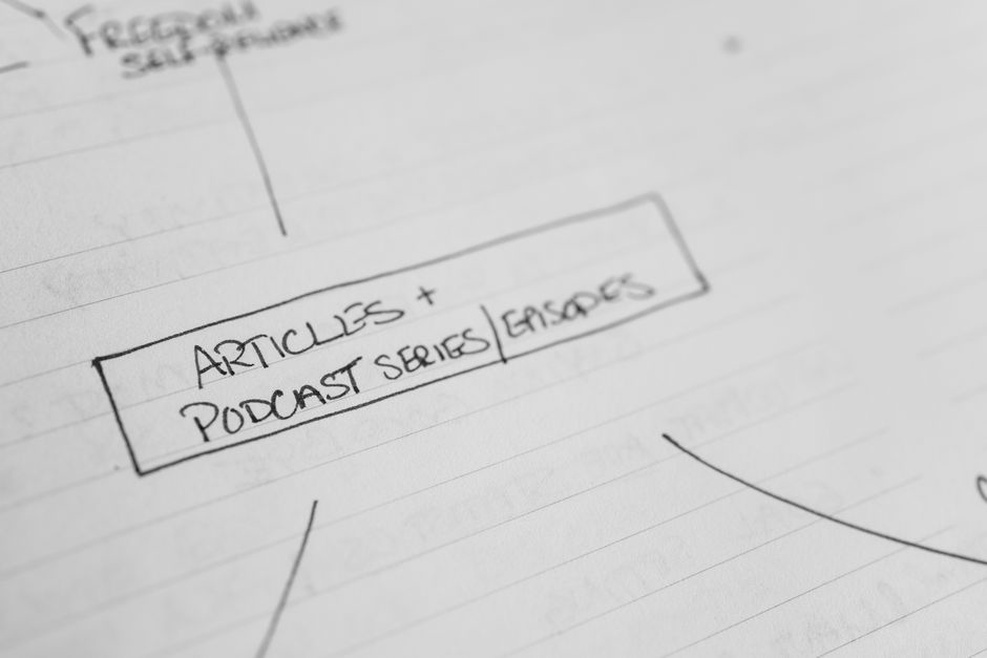 An outline and waveform guiding a listening article