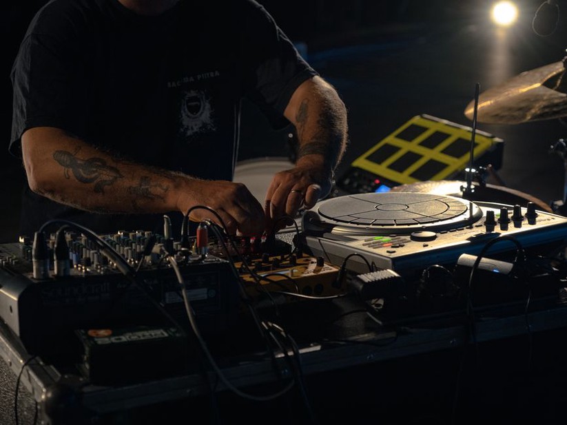Cables and controls within a performer’s reach