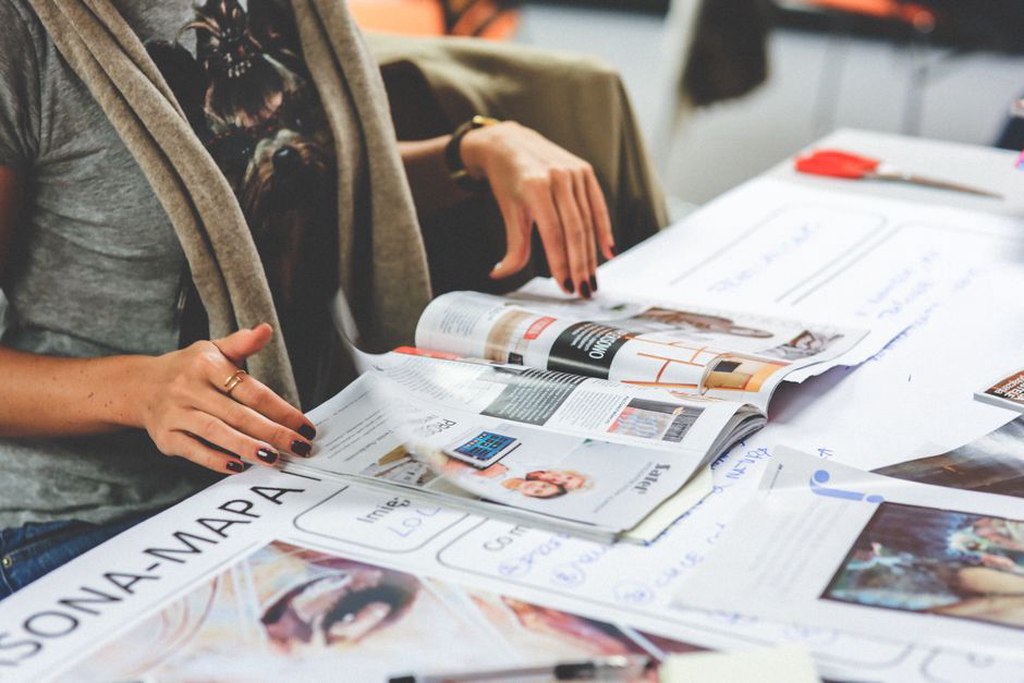 Article titles grouped on an editorial planning sheet