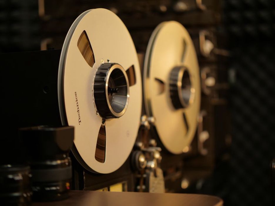 Reel-to-reel machines beside a tape editing block